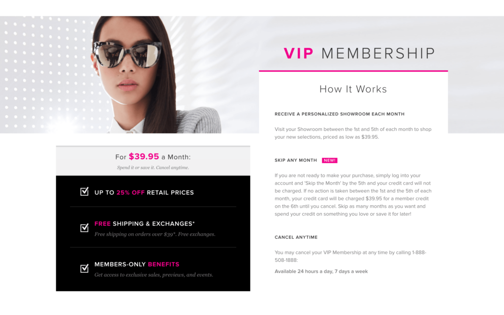 VIP membership example (ShoeDazzle)
