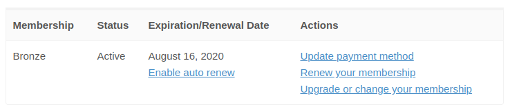 Link to "Enable auto renew" in customer account area.