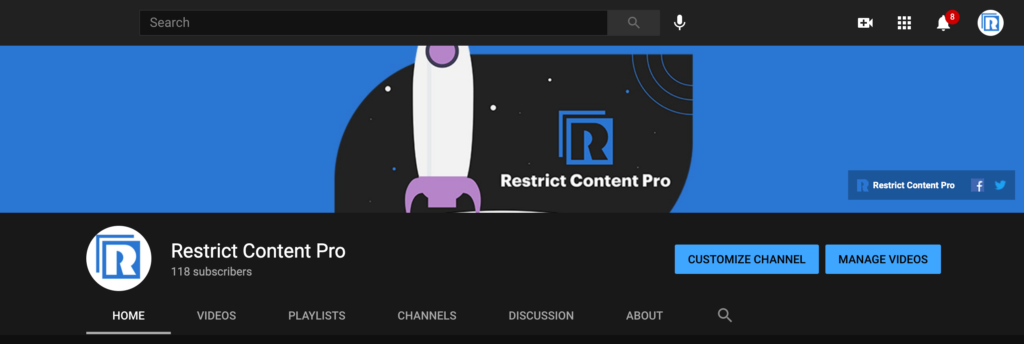 Restrict Content Pro's YouTube Page
